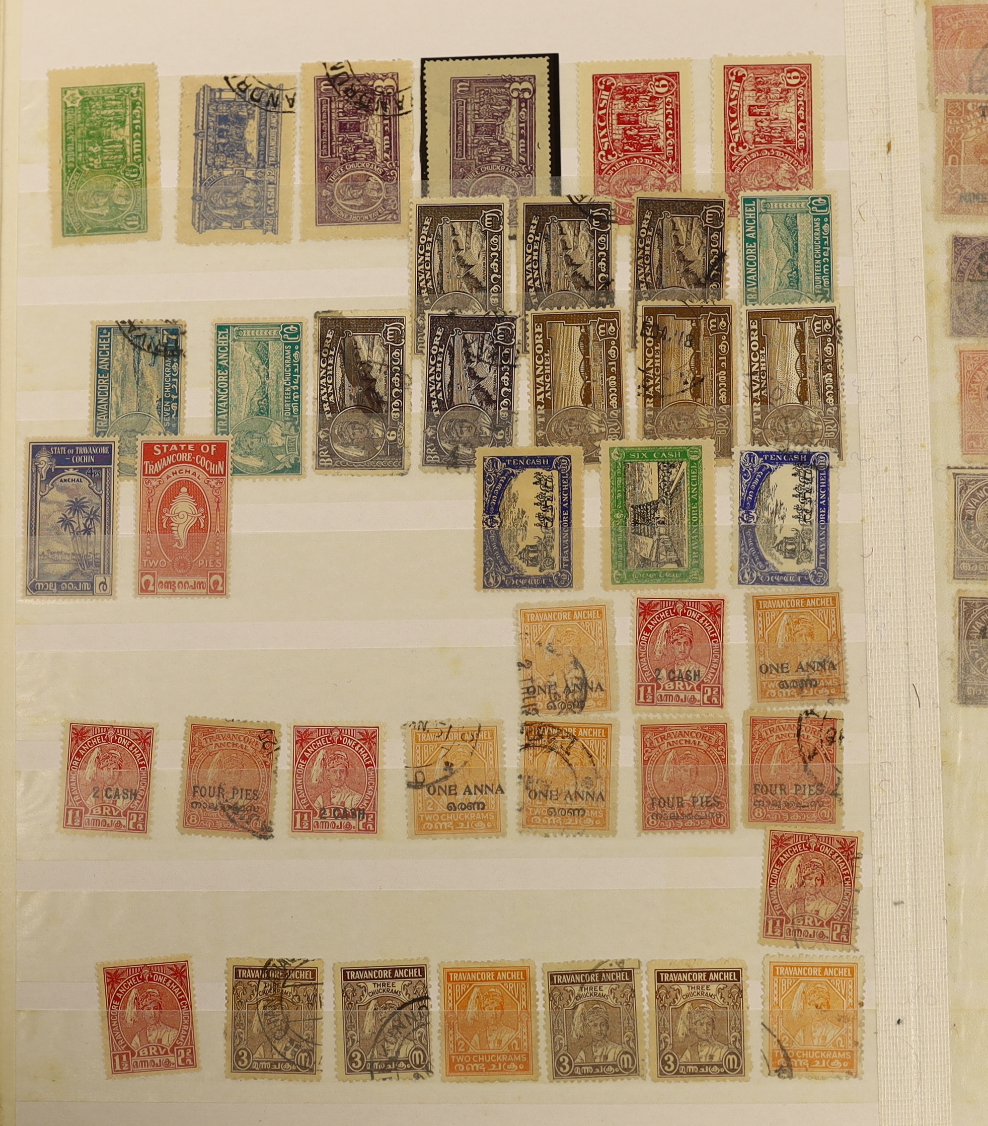 A mint and used collection of India and Indian States stamps in two albums and on stock leaves with range of both Convention and Feudatory States. (100’s)